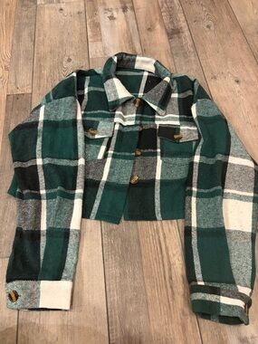 Women’s SHEIN Plaid Cropped Jacket